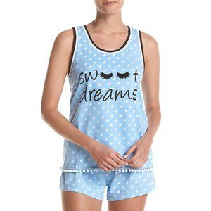 Juniors Zoe & Bella Tank & Shorts SWEET DREAMS Pajama Size M LAR Polka Dots NWT